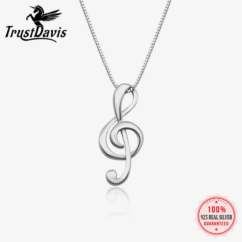 TrustDavis Real 925 Sterling Silver Fashion Minimalist Music Notation Charm Pendant Handmade DIY Accessories Wholesale DZ1697