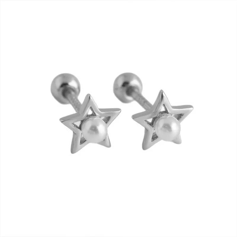 Pendientes TrustDavis de Plata de Ley 925 a la moda para mujer, pendientes simples con forma de estrella y perla para mujer y niña, regalo de joyería DS4329