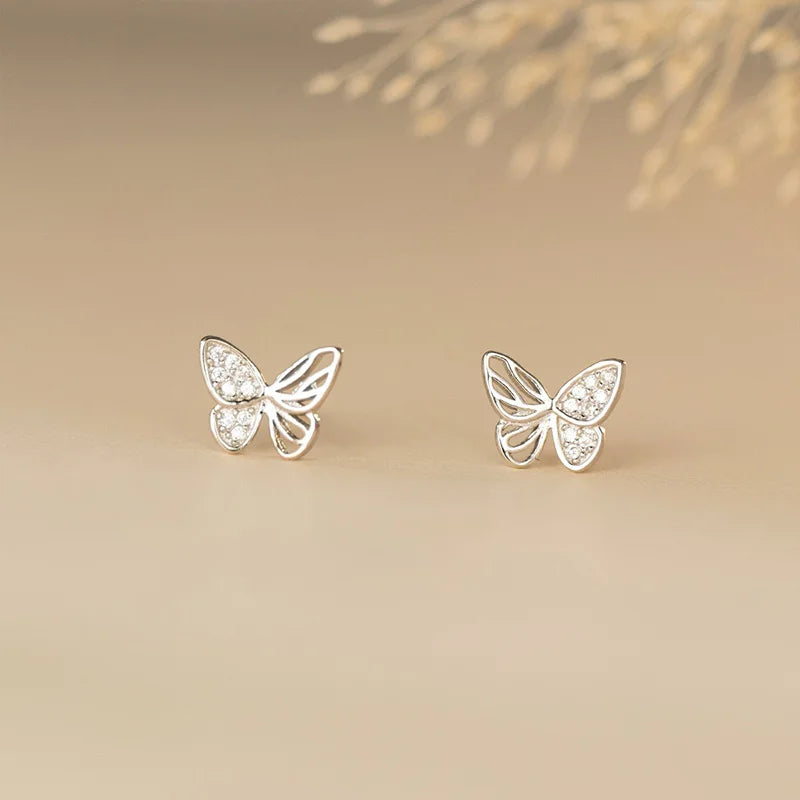 Irregular Butterfly Silver Earrings DS4873