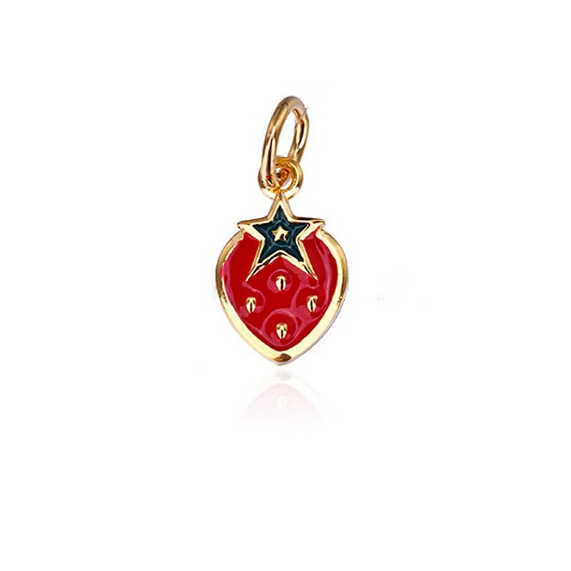 TrustDavis Real 925 Sterling Silver Cute Strawberry Charm Pendant Handmade DIY Accessories Fine Jewelry Wholesale DZ1711