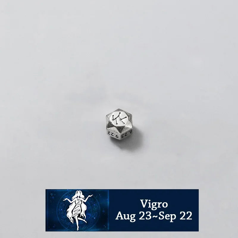 TrustDavis Real 925 Sterling Silver Beads Fashion 12 Constellation Charm Beads Fit Bracelet Necklace Accessories Jewelry HY886