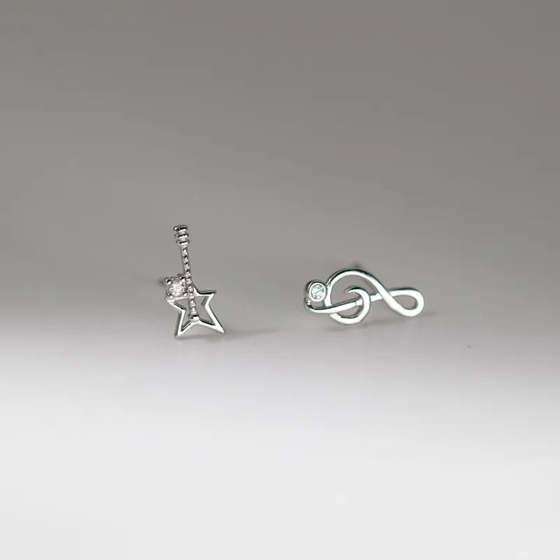 Asymmetrical Musical Note Violin Zircon Earrings for Women DS4969