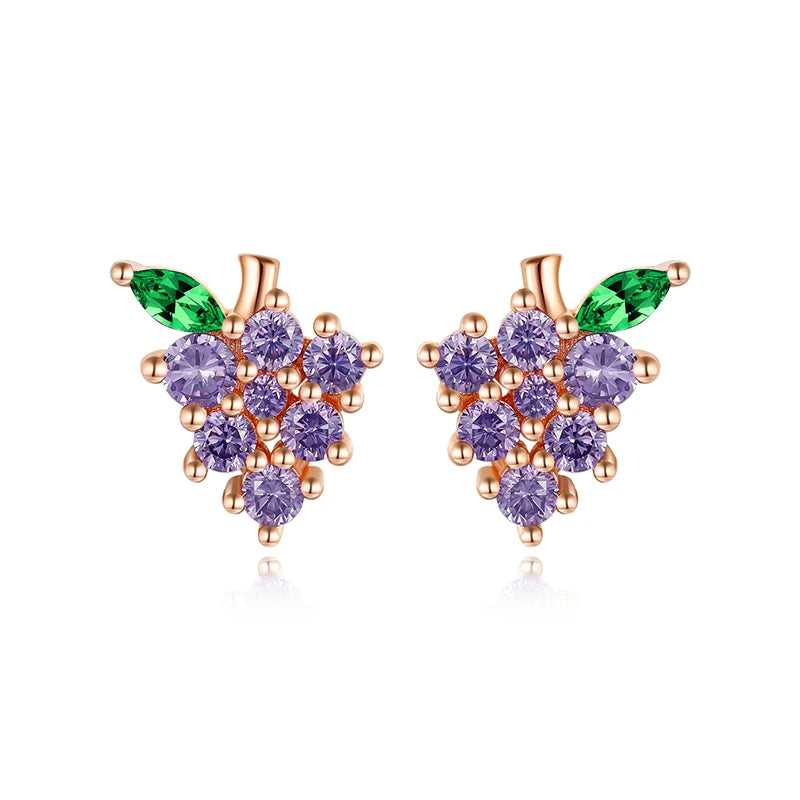 TrustDavis Real 925 Sterling Silver Vintage Purple Grape Screw Stud Earrings for Women Young Daughter Birthday Party Gift DS4630
