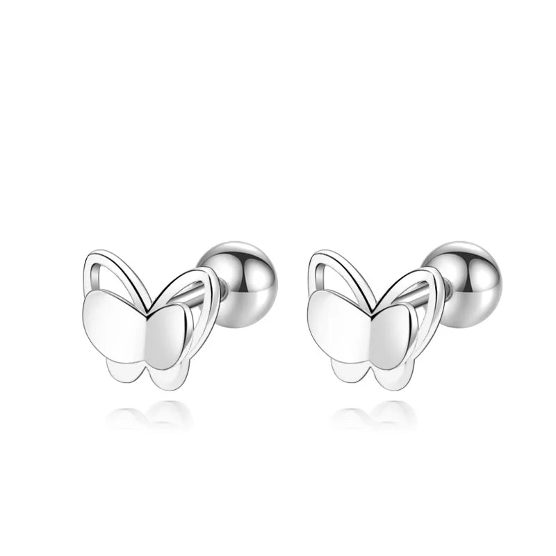 TrustDavis Authentic 925 Sterling Silver Cute Butterfly Stud Earrings for Women Girls Kids Birthday Gift Jewelry DS3919