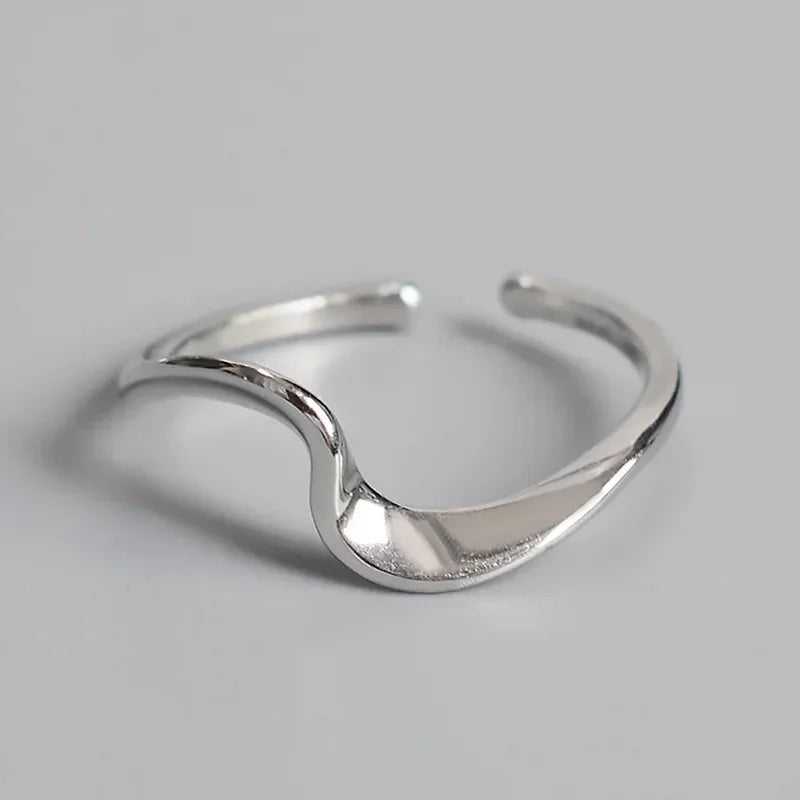 TrustDavis Real 925 Sterling Silver Fashion Minimalist Distortion Opening Ring For Women Lady Valentine's Day Jewelry DD194