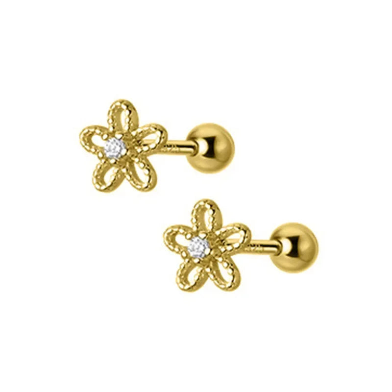 Minimalist Sweet Flower Bead Screw Stud Earring DS543