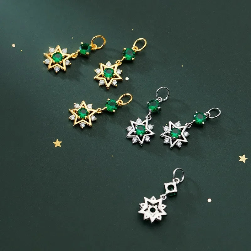 TrustDavis Real 925 Sterling Silver Fashion Gild Five Pointed Star Charm Pendant Handmade DIY Accessories Wholesale DZ1700