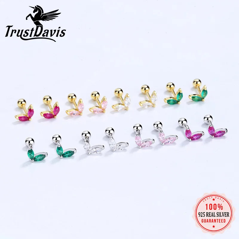 Leaves Shiny Screw Stud Earrings DA2256
