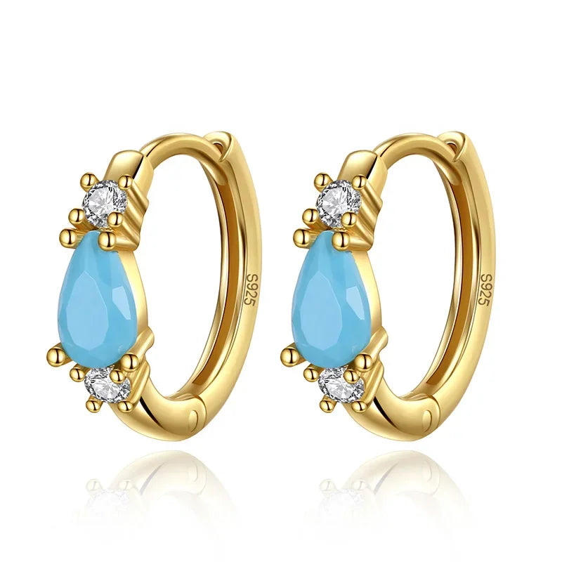 TrustDavis Real 925 Sterling Silver Water Drop Hoop Earrings For Women Wedding Christmas Gift Fine Dazzling CZ Jewelry DA2735