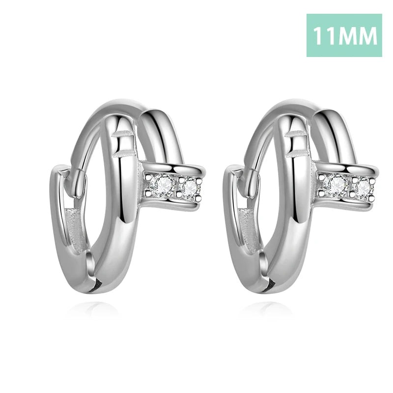 Trustdavis Womens Fashion 100% 925 Sterling Silver Geometric Hoop Earrings Set with Diamonds Anniversary Party DS4098