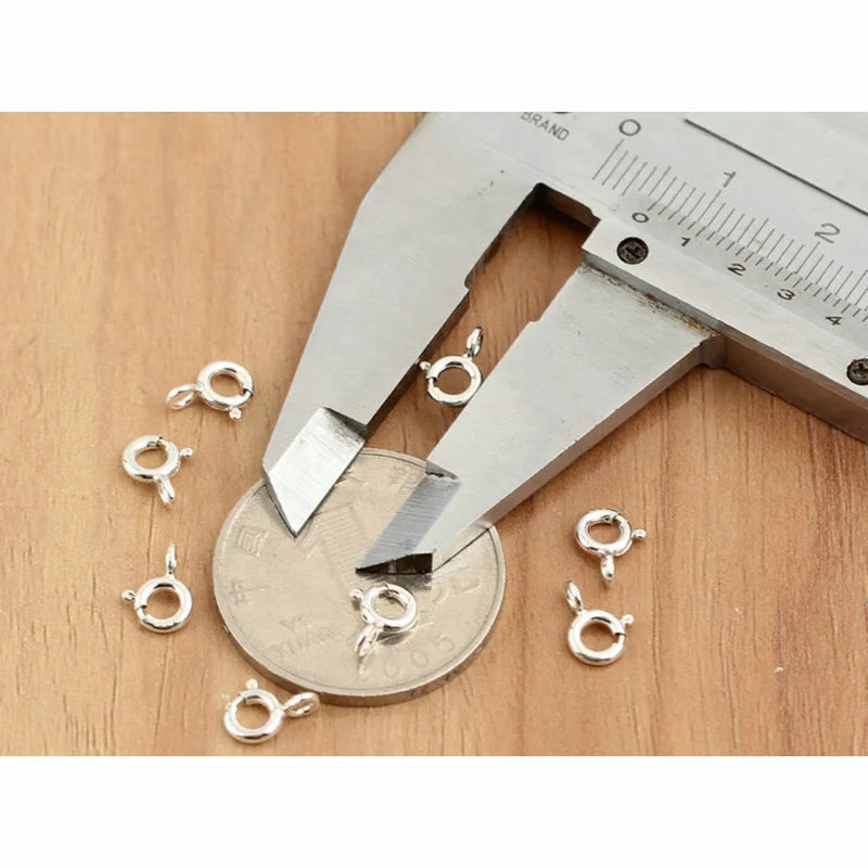 Trustdavis Real 925 Sterling Silver Silver Spring Clasp Bracelet Necklace with Loop Link DIY Manual Accessories Wholesale DZ19