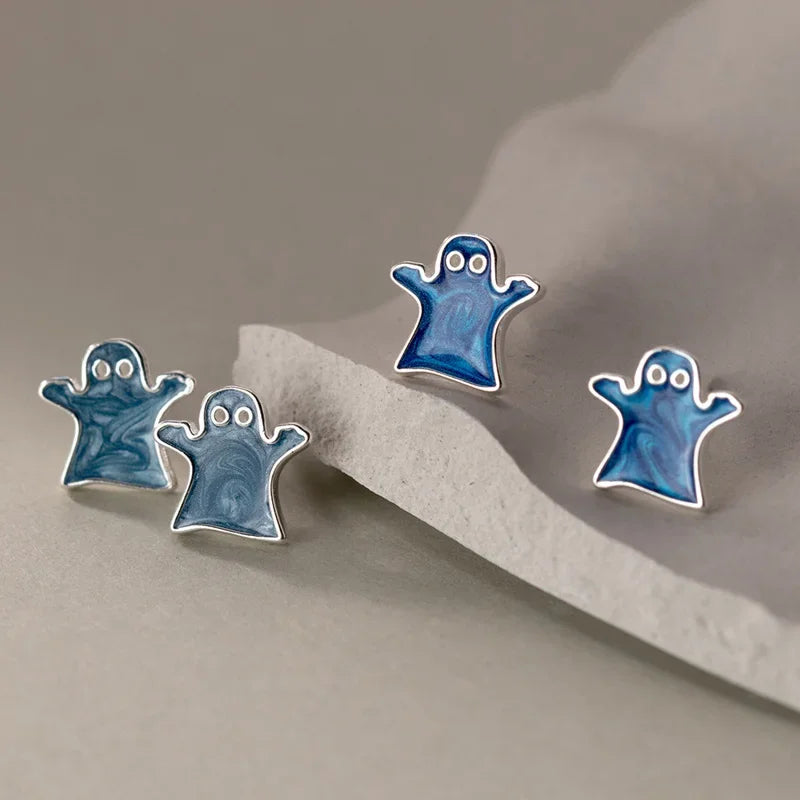 Trustdavis Girls 925 Sterling Silver Cute Blue Monster Stud Earrings Birthday Gift for Mom Daughter Kids Silver Jewelry DS3969