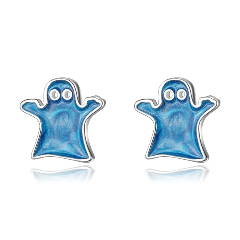 Trustdavis Girls 925 Sterling Silver Cute Blue Monster Stud Earrings Birthday Gift for Mom Daughter Kids Silver Jewelry DS3969