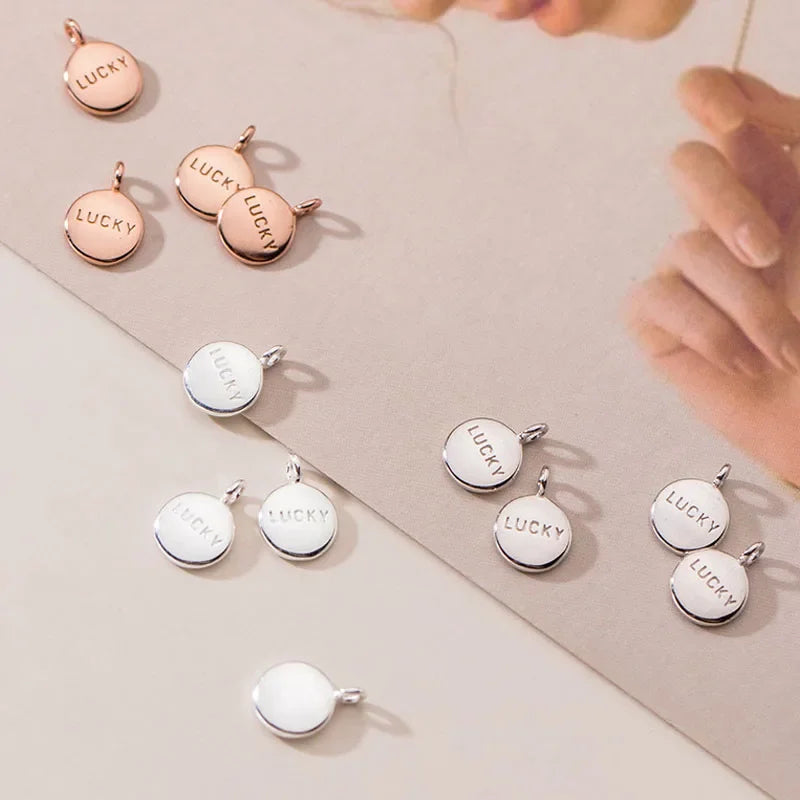 Round Letter Lucky Charm Pendant DIY Accessories DZ299