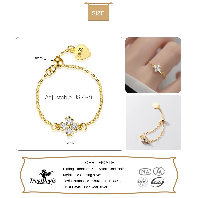 Gold Flower Infinite Chain Opening Ring DA2787