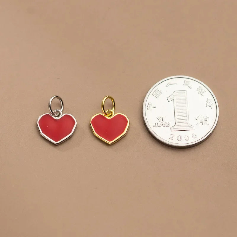 Red Heart Charm Pendant Handmade DIY Accessories HY298