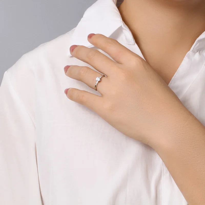 TrustDavis Real 925 Sterling Silver Shiny Zircon Adjustable Rings For Women Wedding Anniversary Gift Fine Fashion Jewelry DF047