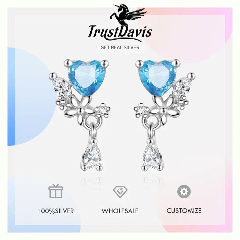 Blue Heart Stud Earrings DA3215