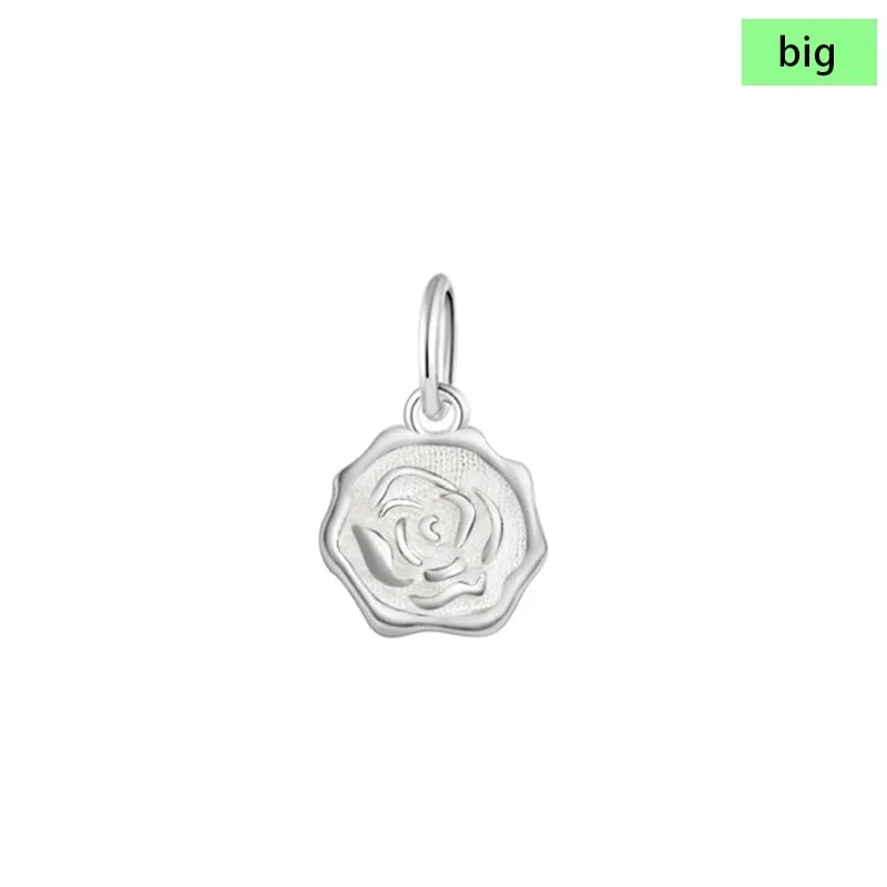 TrustDavis New Fashion Real 925 Sterling Silver Trendy Romantic Rose Charm Pendant Handmade DIY Accessories Wholesale DZ1681