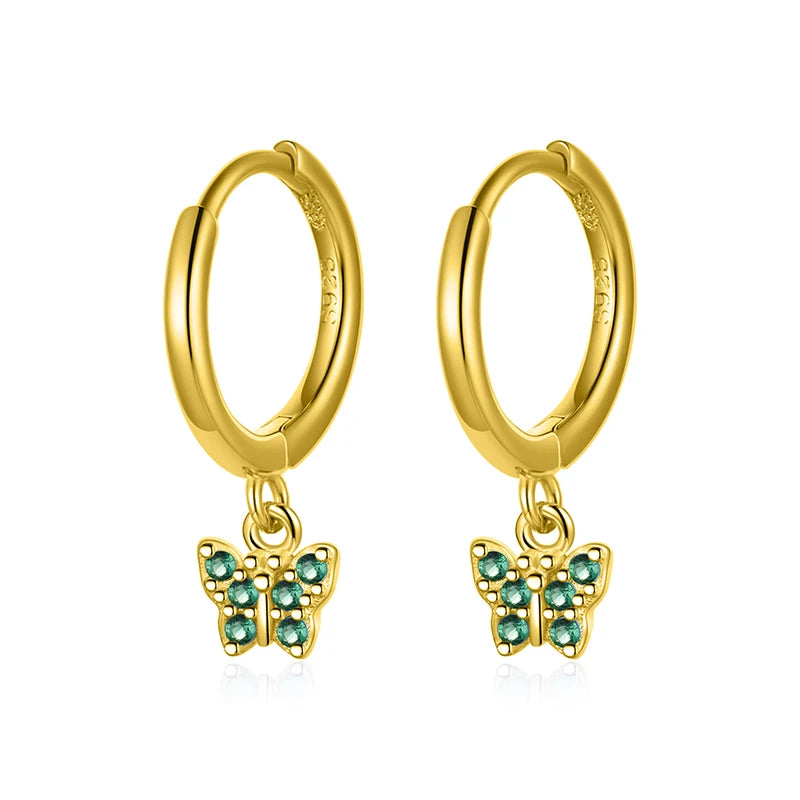 Hoop Earrings Charm Butterfly Zircon DS4116