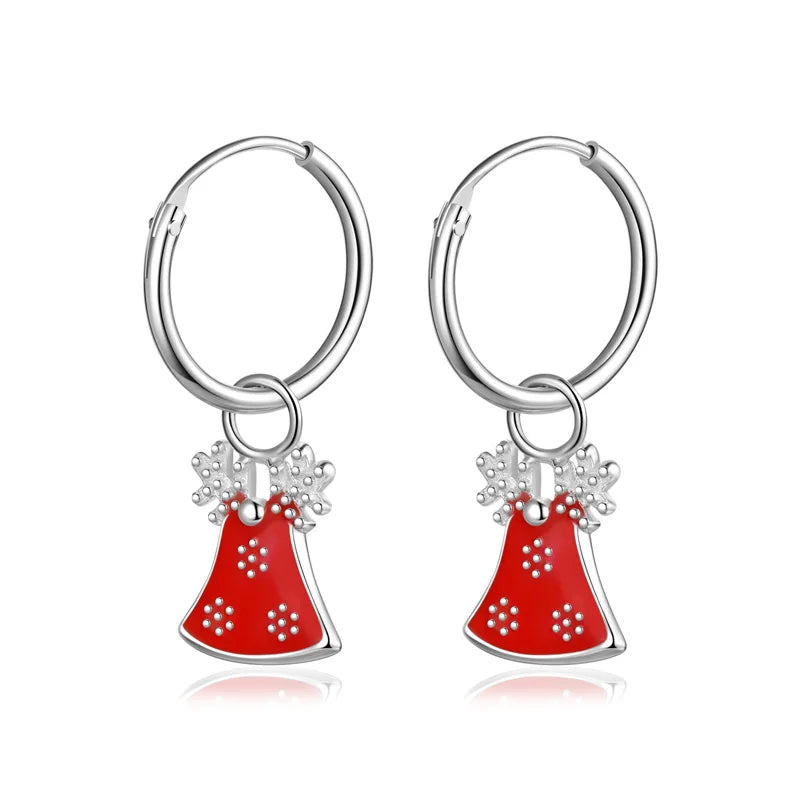 Trustdavis Real 925 Sterling Silver Sweet Fashion Christmas Stud Earrings Women Girls Birthday Party Gift Jewelry DS4608