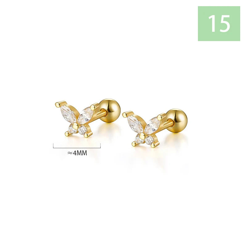 Geometric Zircon Screw Stud Earrings DS4644