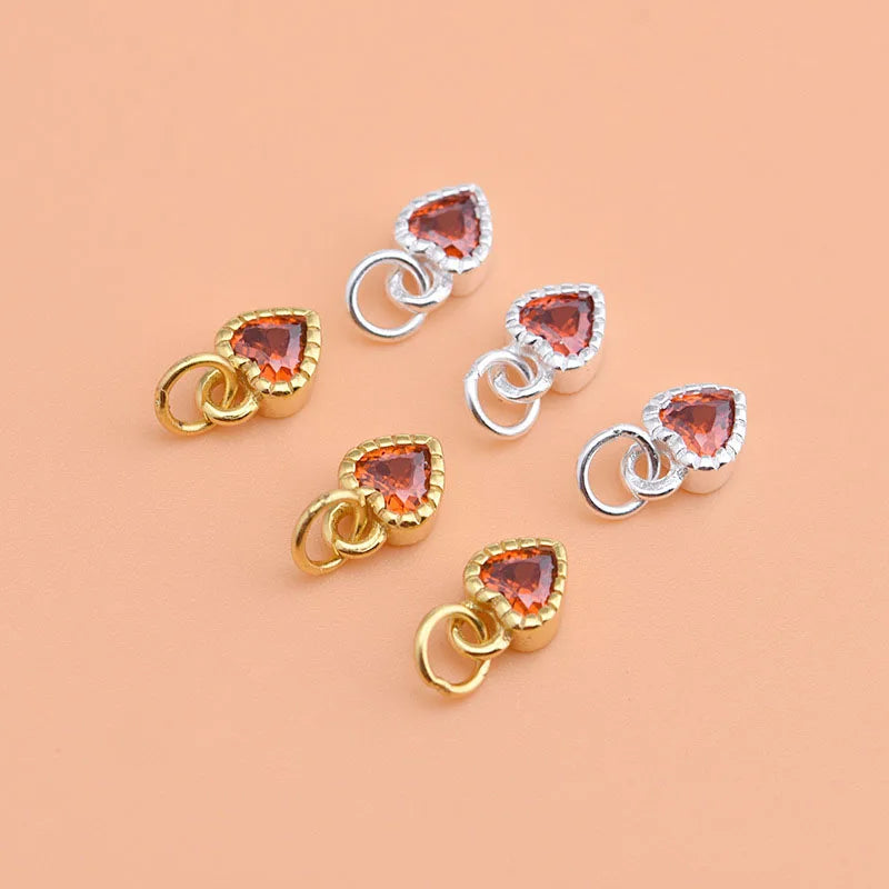 Romantic Heart Red CZ Charm Pendant HY049