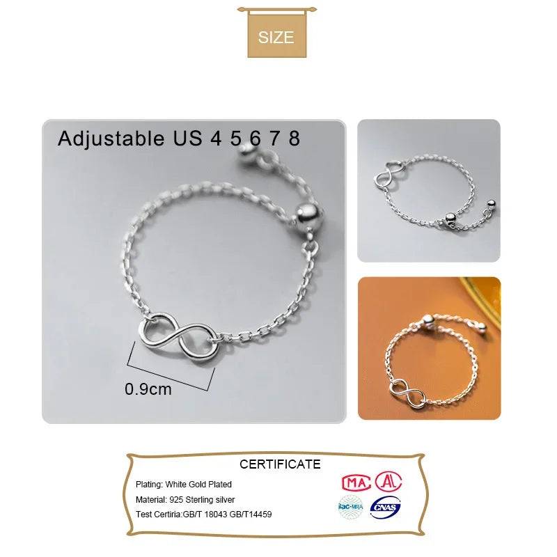 Sweet Infinite Beads Chain Ring Sizable DA2018