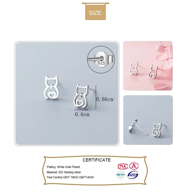 Cute Animal Hollow Cat Stud Earrings DA551