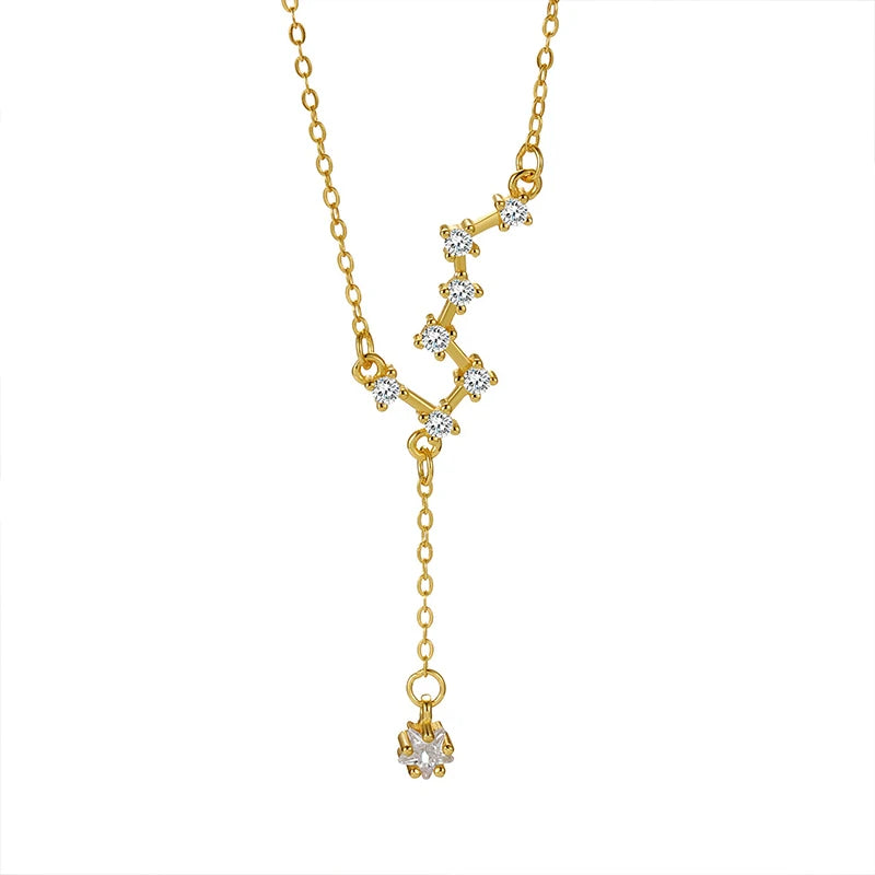 TrustDavis 925 Sterling Silver Women's Fashion Sweet Big Dipper Tassel Necklace for Women Girls Jewelry Gift DS4274