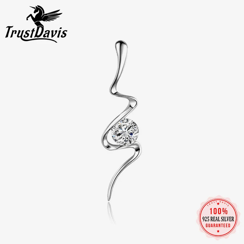 TrustDavis Real 925 Sterling Silver Personality Fashion Lightning CZ Charm Pendant Handmade DIY Accessories Fine Jewelry HY199