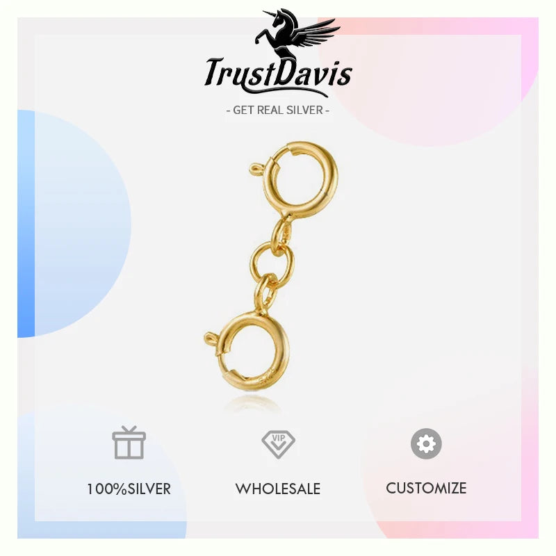 TrustDavis 925 Sterling Silver Fashion Classic Office Double-ended clasp DIY Necklace Bracelet Accessories Fine Jewelry DZ1838