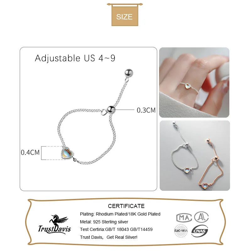 Romantic Heart Love Chain Opening Ring DA2397