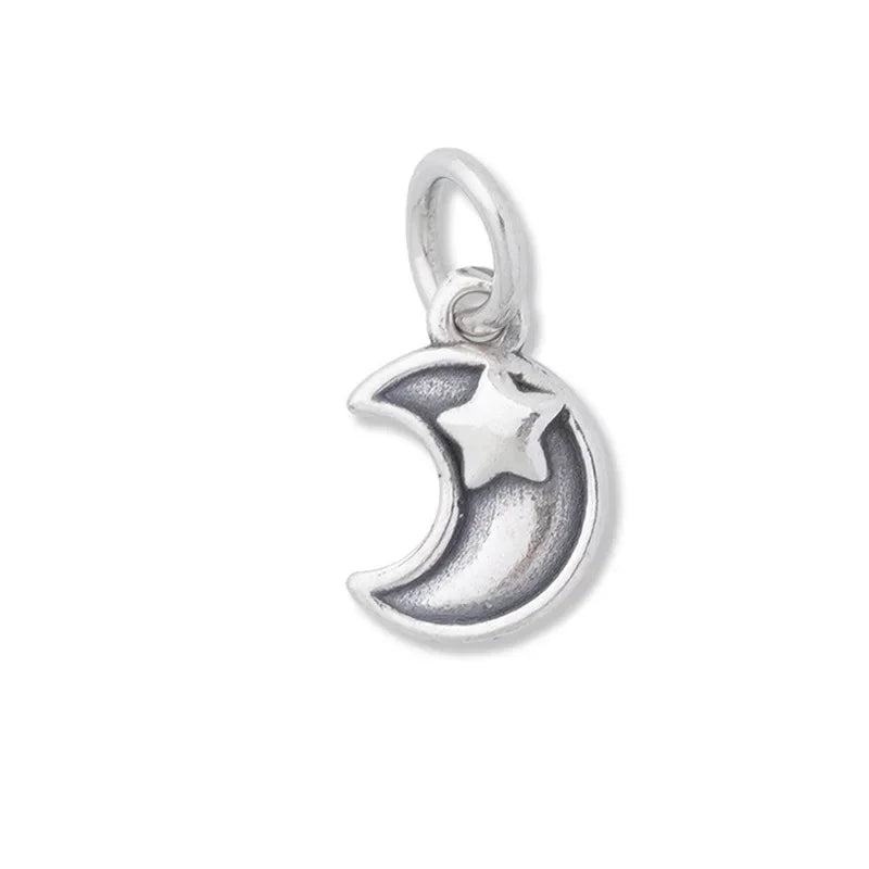 TrustDavis Real 925 Sterling Silver Fashion Cute Stars Moon Charm Pendant Handmade DIY Accessories Fine Jewelry Wholesale DZ1660