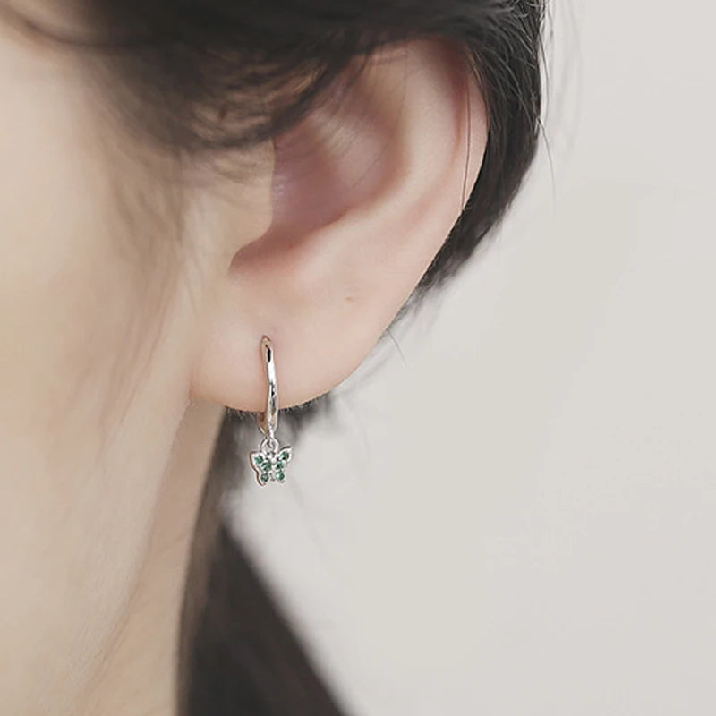 Hoop Earrings Charm Butterfly Zircon DS4116