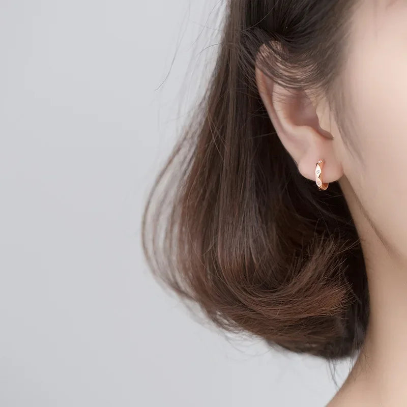 TrustDavis Real 925 Sterling Silver Fashion Geometric Rhombus Unique CZ Hoop Earring For Women Wedding Christmas Jewelry DA2730