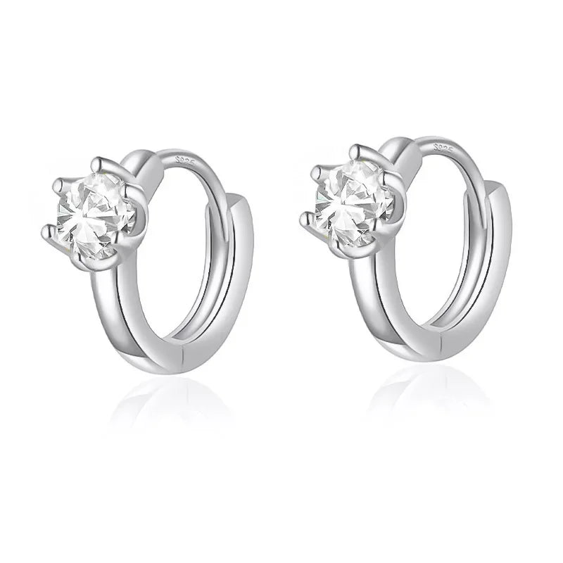 TrustDavis Girls New 925 Sterling Silver Women Round CZ Hoop Earrings for Women Party Fine S925 Jewelry DS4139