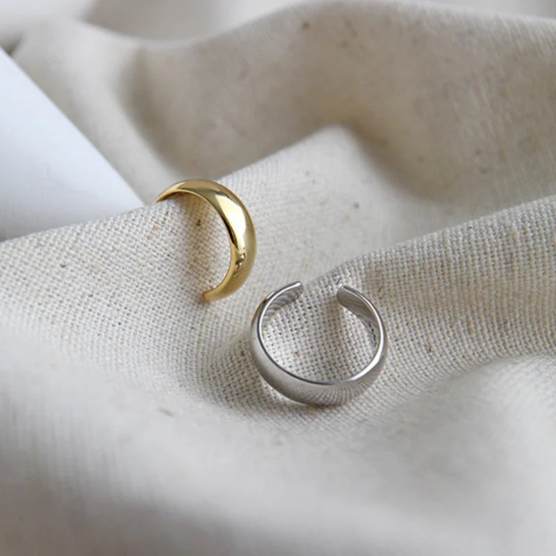 TrustDavis 1Pcs Real 925 Sterling Silver INS Smooth Surface Ear Cuff Clip on Earrings For Women Wedding Party Fine Jewelry DA149