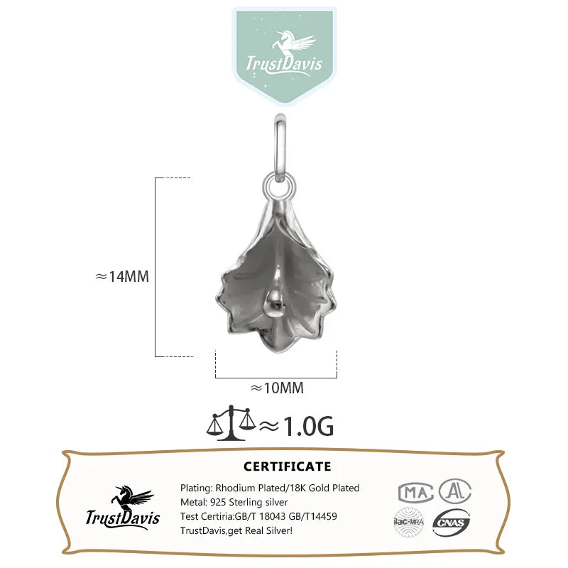 TrustDavis Real 925 Sterling Thai Silver Fashion Trumpet Flower Charm Pendant Handmade DIY Accessories Wholesale Jewelry DZ457