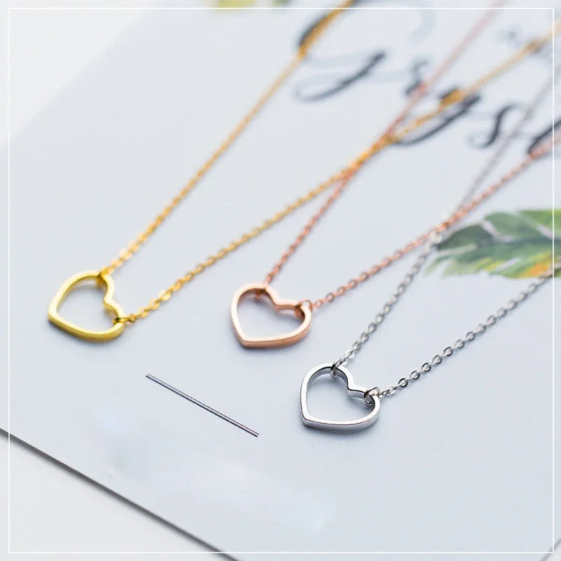 TrustDavis Real 925 Sterling Silver Clavicle Necklaces For Women Wedding Party Romantic Heart Love 925 Necklace Jewelry DS464