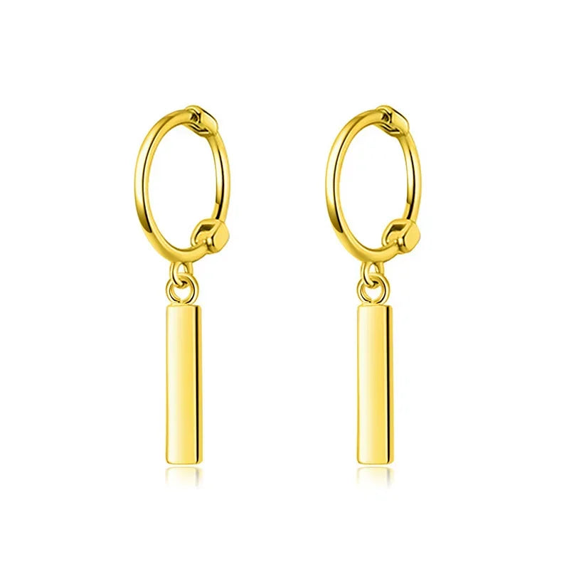 TrustDavis Genuine 925 Sterling Silver Square Stick Dangle Hoop Earring For Women Wedding Party birthday Fine Jewelry DA1223