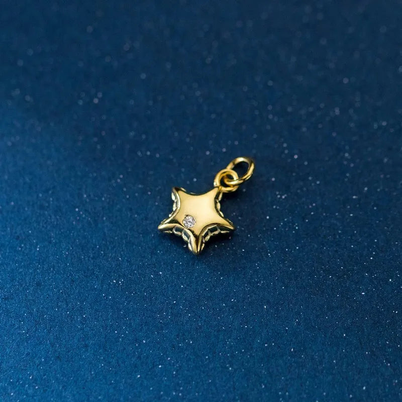 TrustDavis Real 925 Sterling Silver Fashion Sweet Star CZ Pendant DIY Necklace Bracelet Accessories Fine Women Jewelry HY972