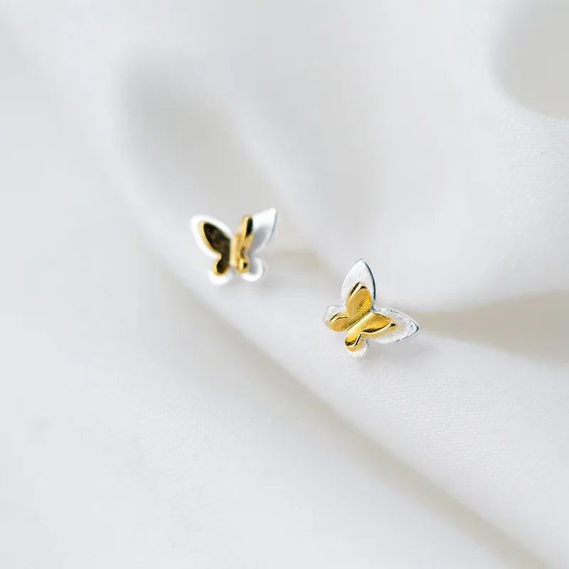 TrustDavis 100% 925 Sterling Silver Jewelry Fashion Cute Tiny 6mmX6mm Gold Heart Stud Earrings Gift For Girls Kids Lady DS521
