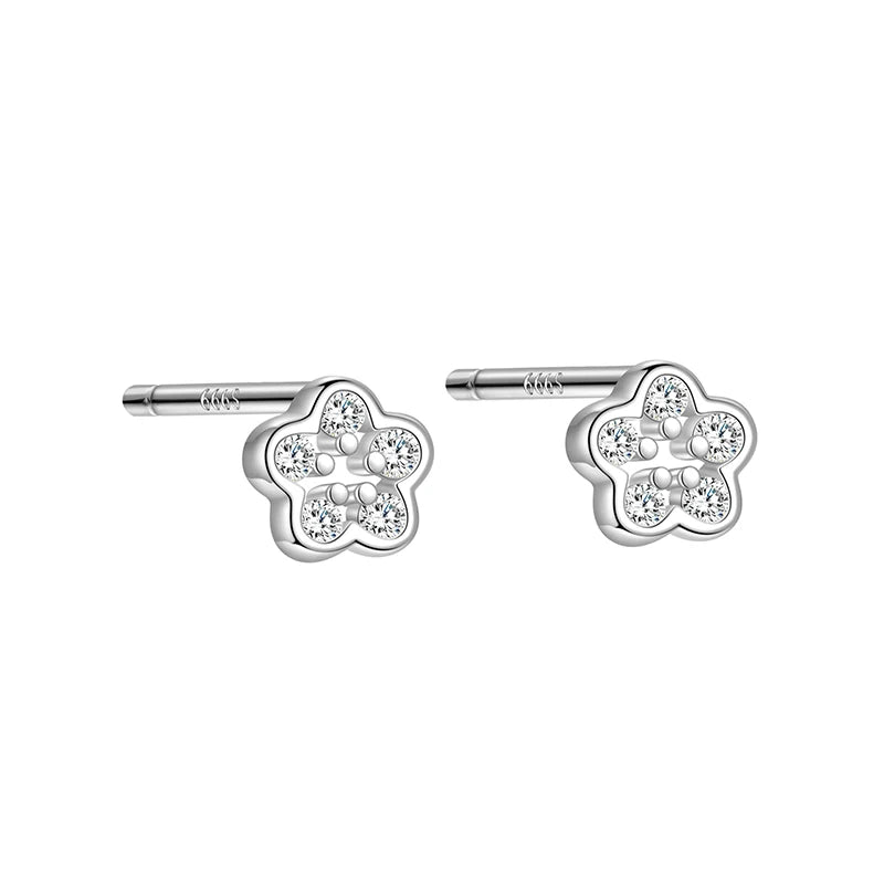 Flower Zircon Silver Earrings DS4894