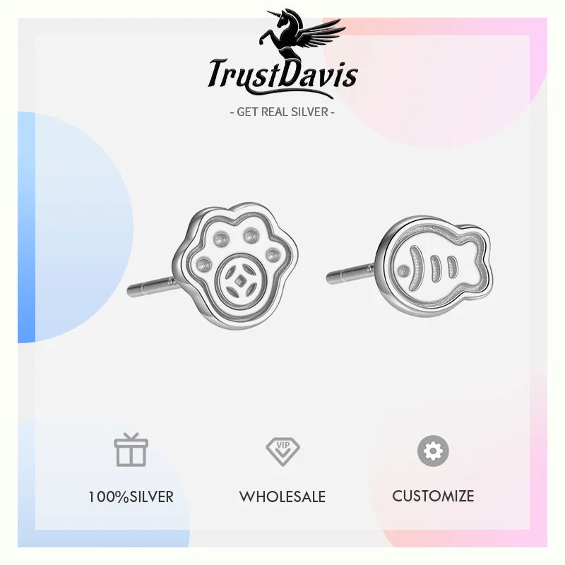 Fish and Bear Stud Earrings DS4799