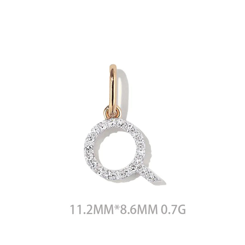 Trustdavis Real 925 Sterling Silver Feshion Simple 26 Letter Zircon Pendant DIY Accessories for Women Girls Fine Jewelry DS4738