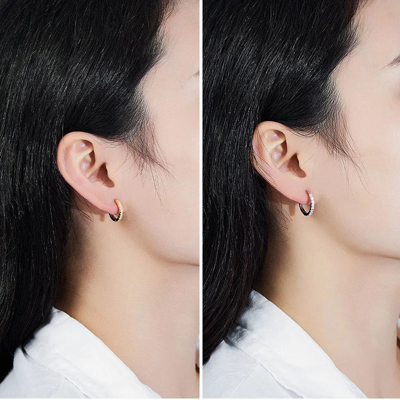 TrustDavis Real 925 Sterling Silver CZ Round Earring Geometric Hoop Earring for Women Wedding Party Fine Jewelry Gift DR0064