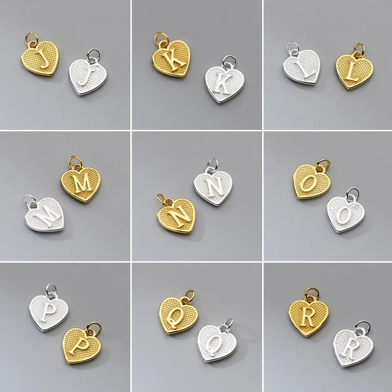 TrustDavis Real 925 Sterling Silver Name Necklace 26 Heart DIY Accessories Pendant for Women Wedding Clavicle Jewelry DZ1795