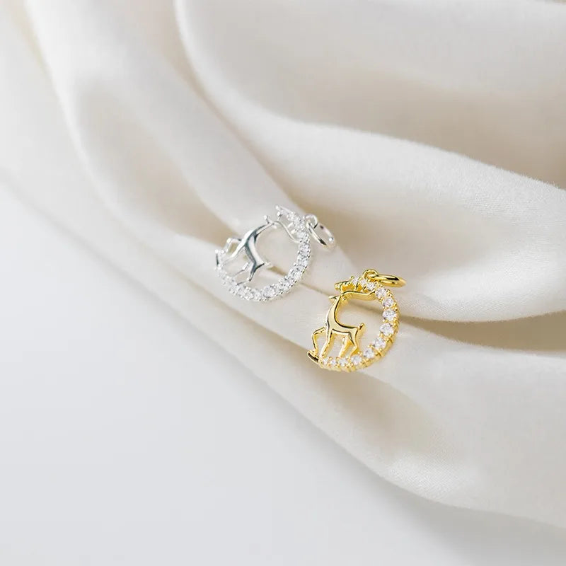 TrustDTrustDavis Real 925 Sterling Silver Diamond Studded Spotted Deer Charm Pendant Handmade DIY Accessories Wholesale DZ1705