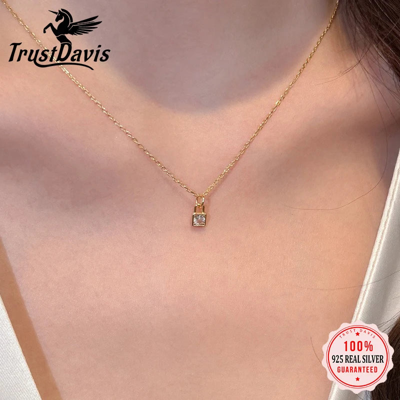 Lock Zircon Necklace DS4824